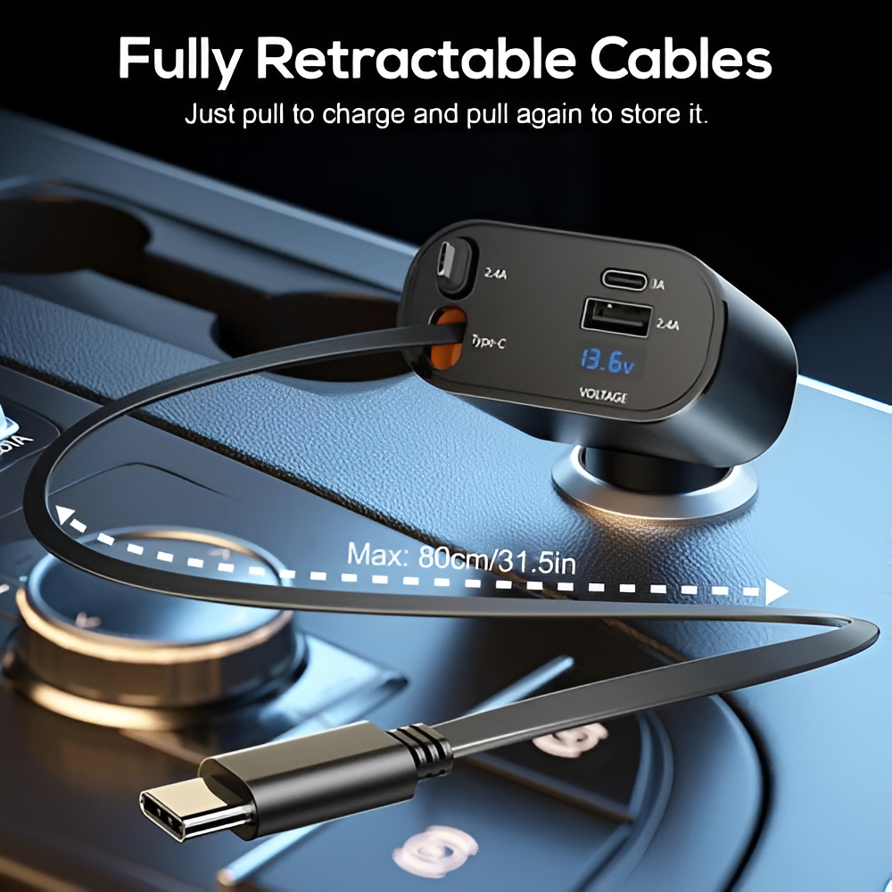4-in-1 Retractable Car Charger