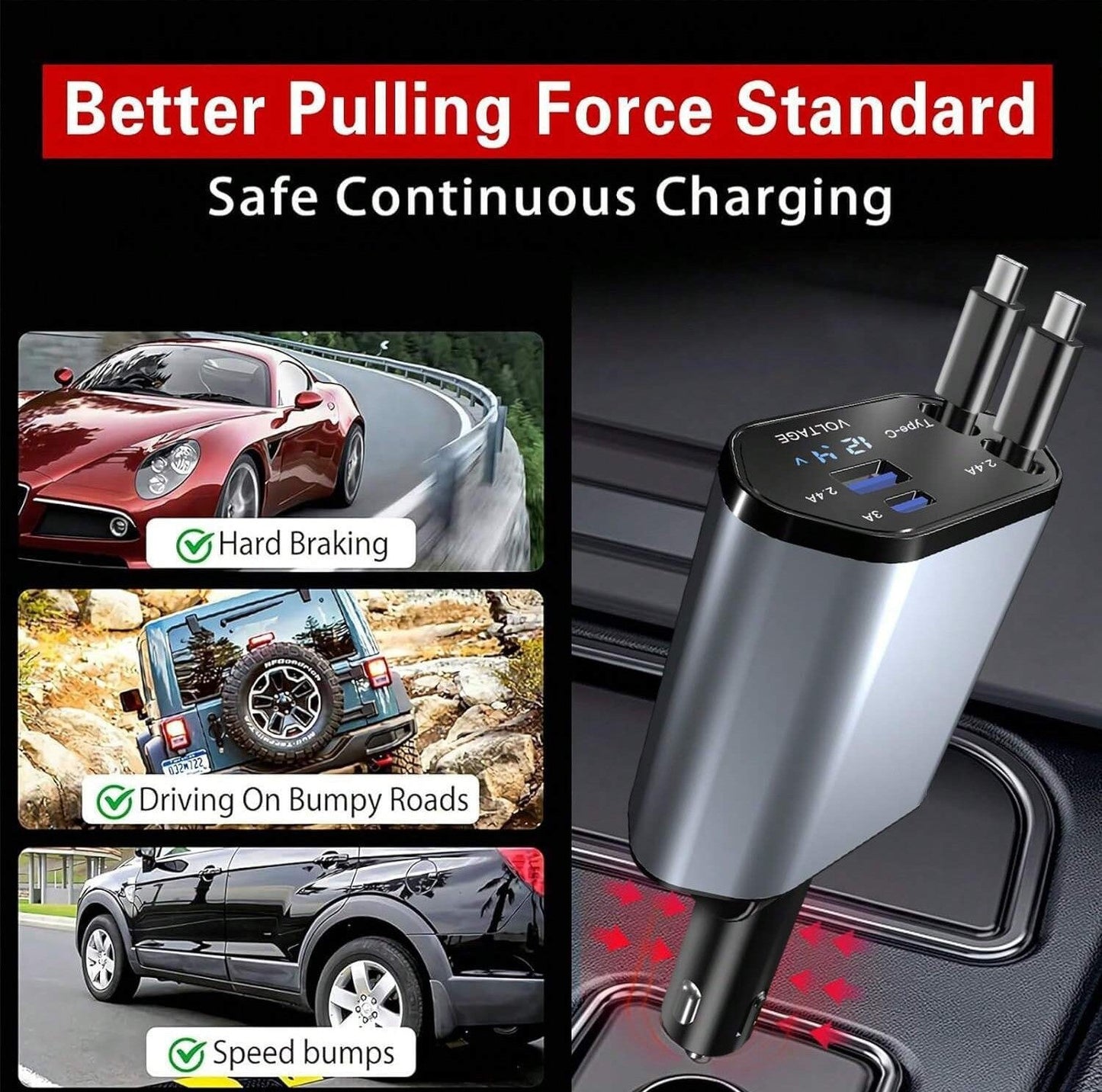 4-in-1 Retractable Car Charger