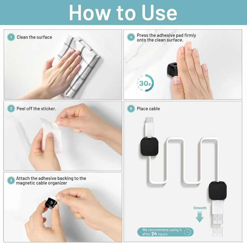Magnetic Cable Clips (6 Pcs)