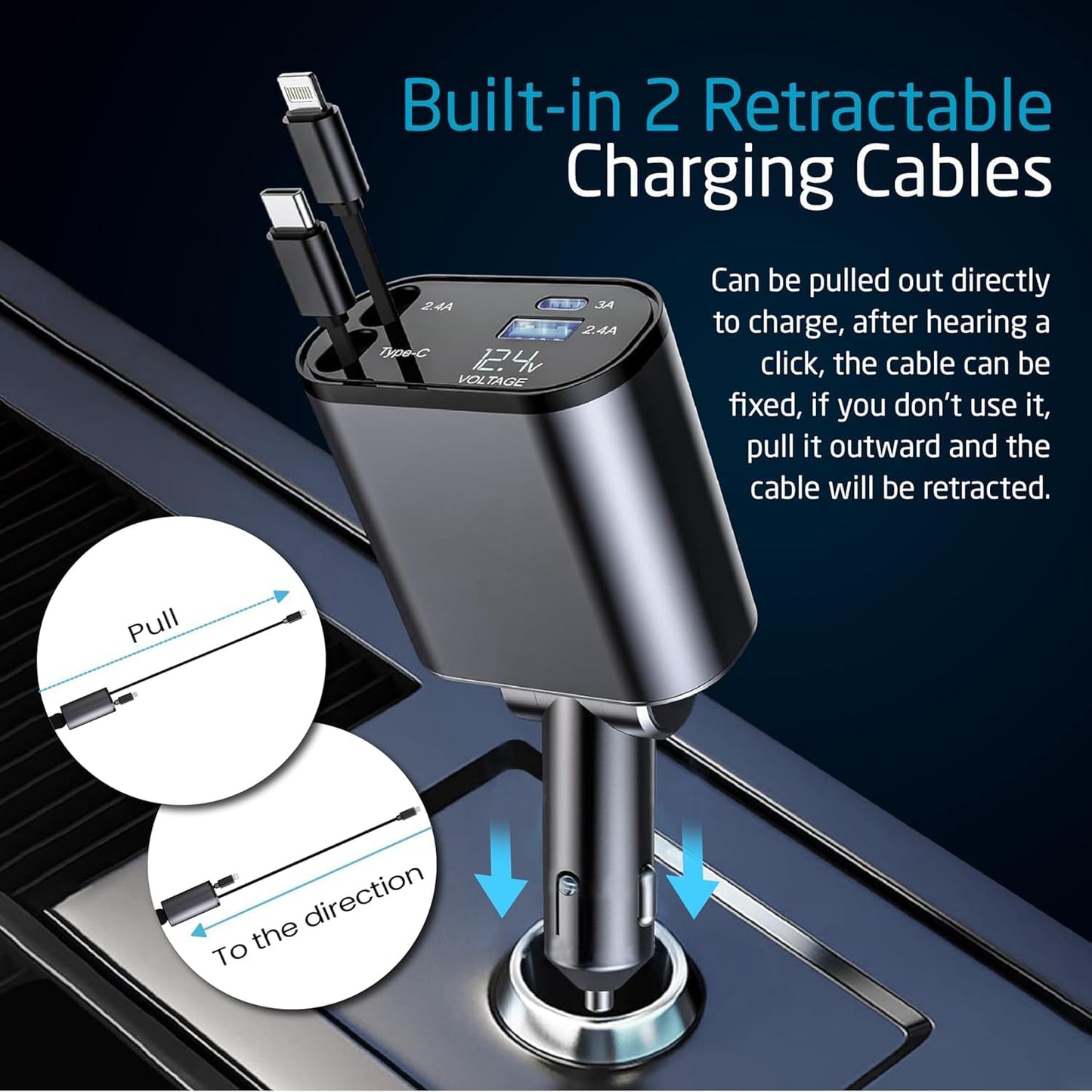 4-in-1 Retractable Car Charger