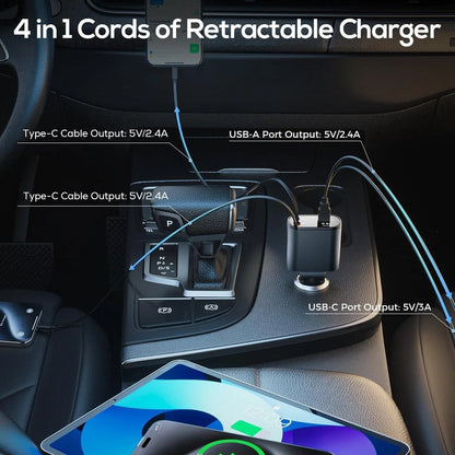 4-in-1 Retractable Car Charger